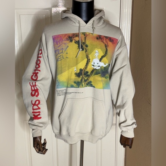 kanye Other - Kanye West Kid Cudi Kids See Ghosts Album Hoodie Large Beige Brown Tour Pullover